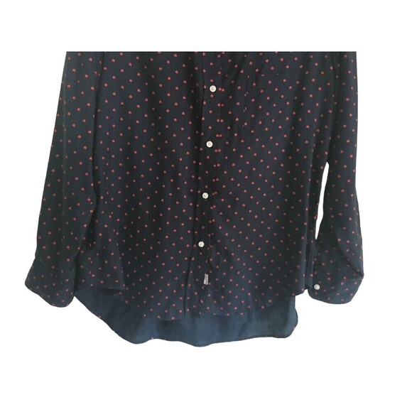 Grayson's Shirt Men's Size Medium Navy Red Ladybugs Spots Button Up Long Sleeve - Picture 3 of 7